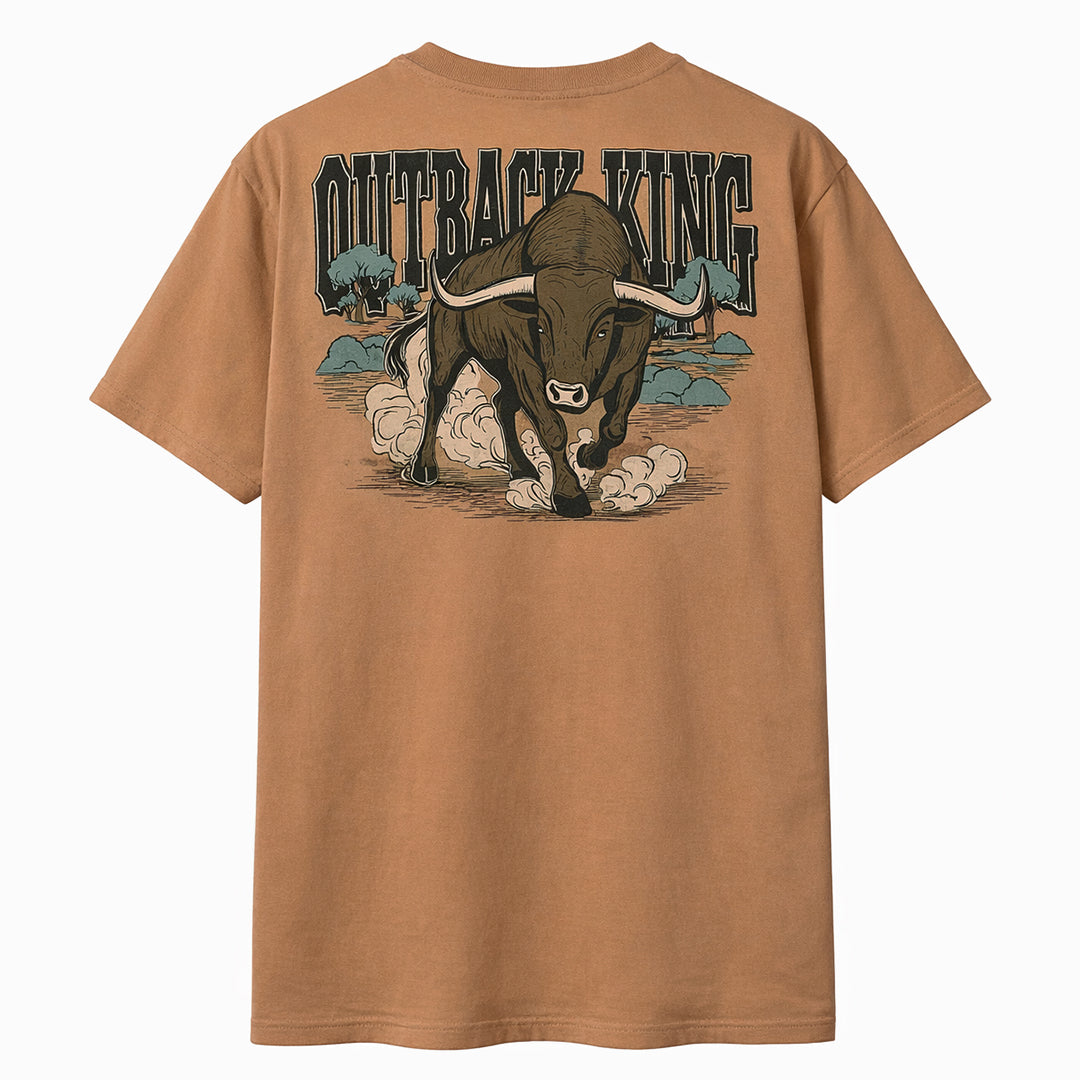 Outback King | Scrub Bull | Cowboy Fit T-Shirt | Desert Tan