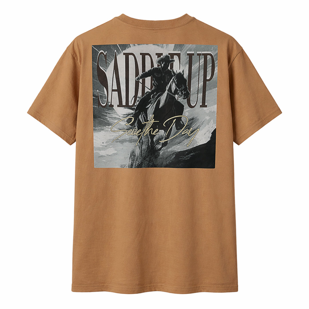 Outback King | Saddle Up | Cowboy Fit T-Shirt | Desert Tan