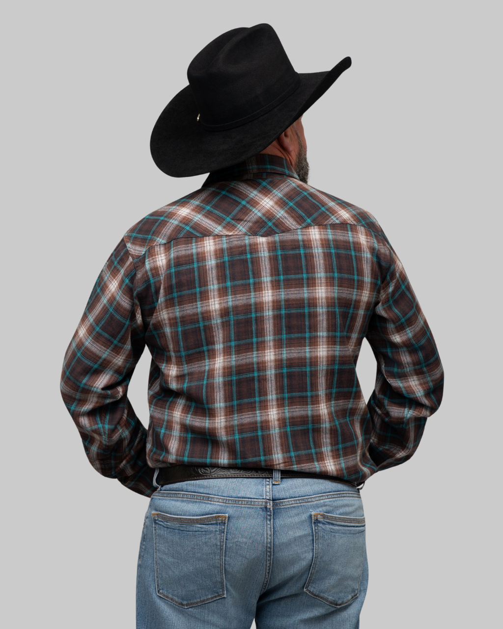 Outback King | Men's Frontier Shirt | Brown/Turquoise Check