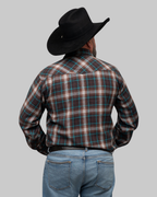 Outback King | Men's Frontier Shirt | Brown/Turquoise Check