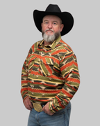 Outback King | Men's Frontier Shirt | Navaho Green/Red Flannel