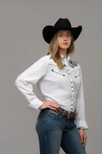 Outback King | Women's Prairie Embroidery Cowgirl Shirt | Classic Ivory