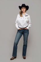 Outback King | Women's Prairie Embroidery Cowgirl Shirt | Classic Ivory
