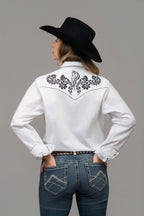 Outback King | Women's Prairie Embroidery Cowgirl Shirt | Classic Ivory