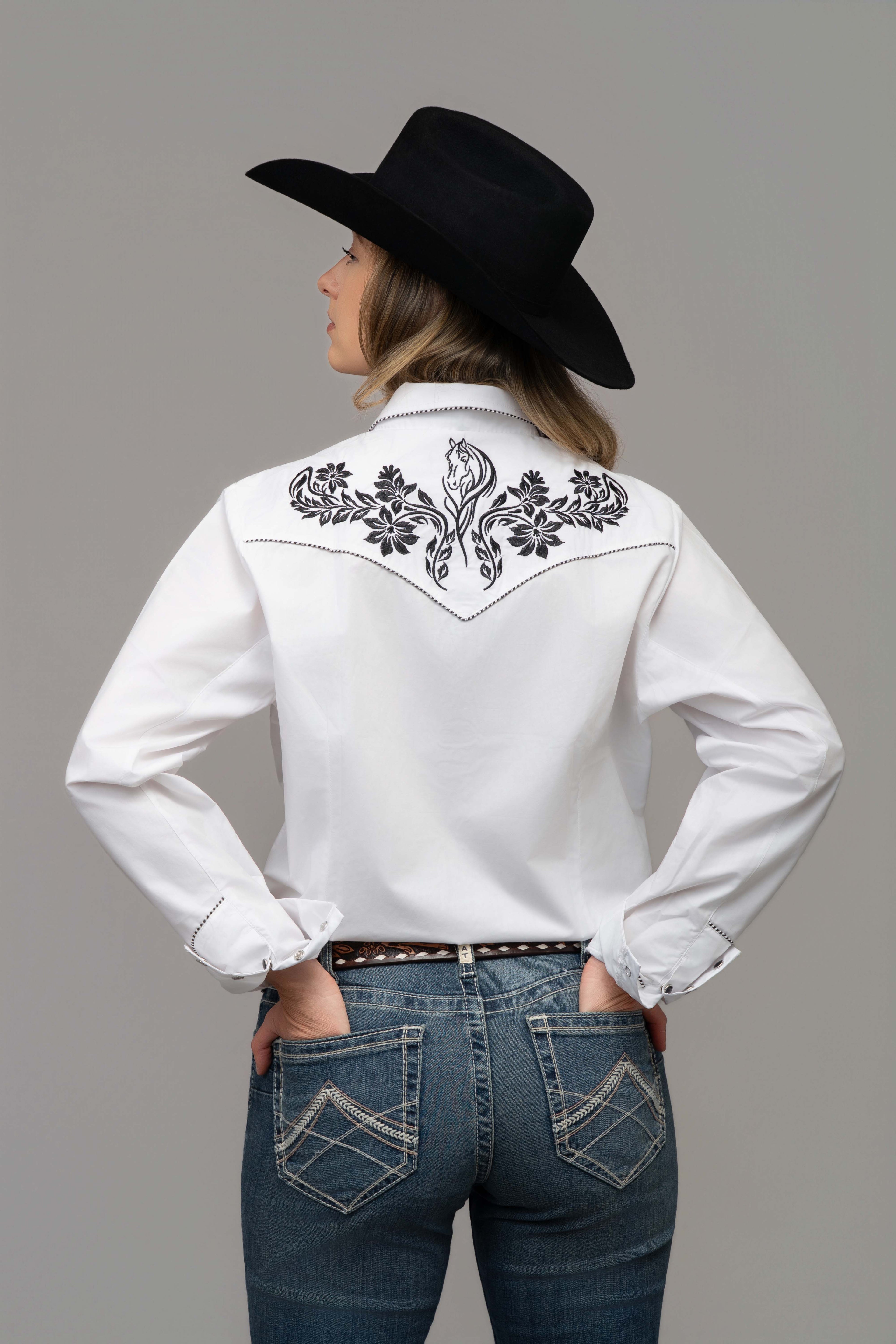 Outback King | Women's Prairie Embroidery Cowgirl Shirt | Classic Ivory
