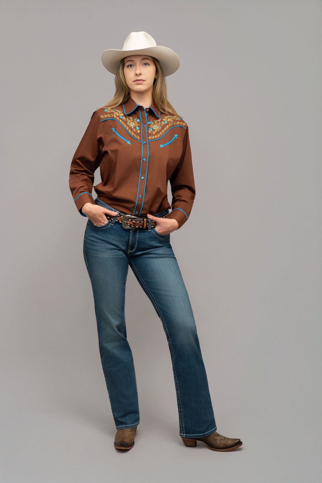 Outback King | Women's Prairie Embroidery Cowgirl Shirt | Copper Canyon Floral