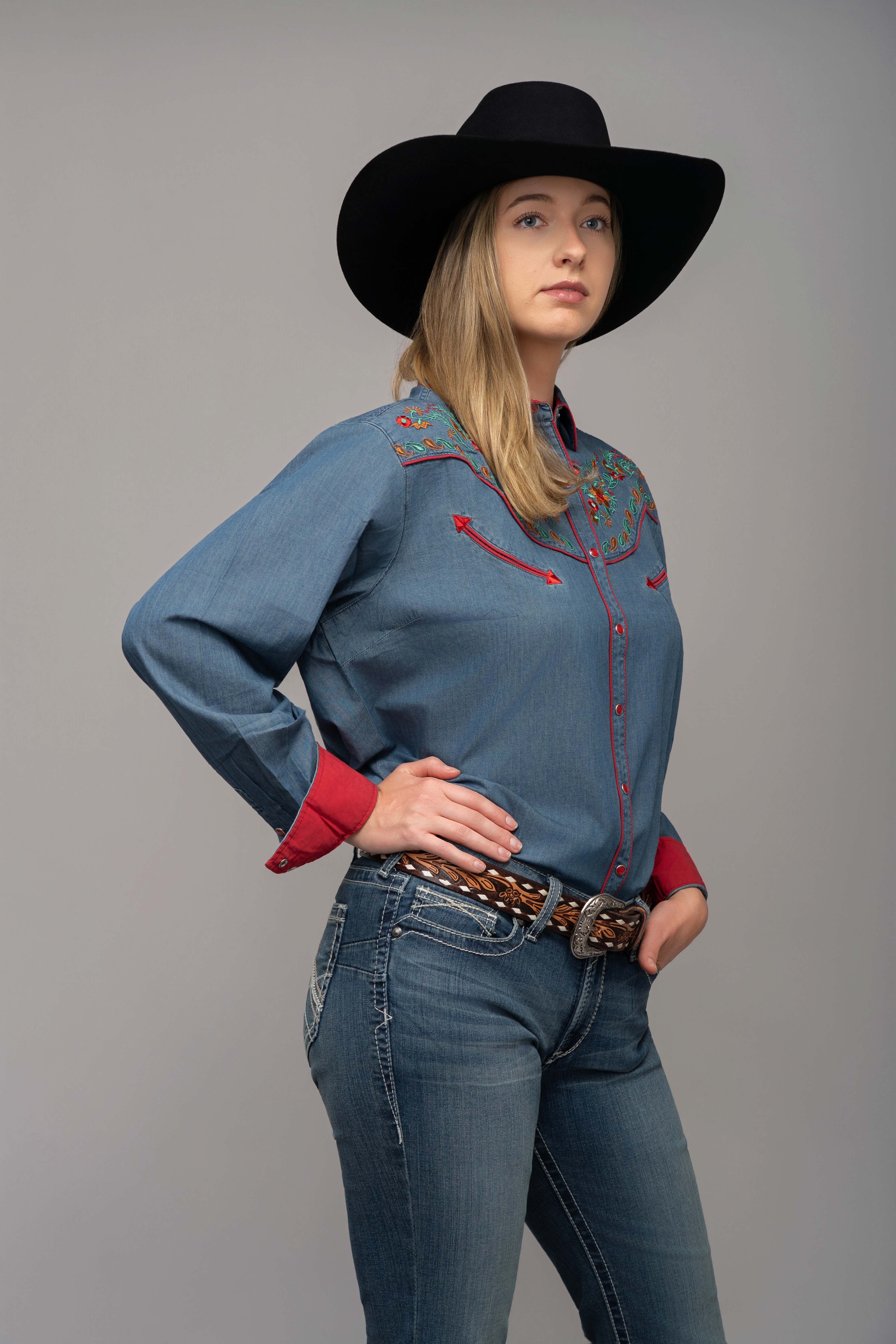 Outback King | Women's Prairie Embroidery Cowgirl Shirt | Frontier Denim