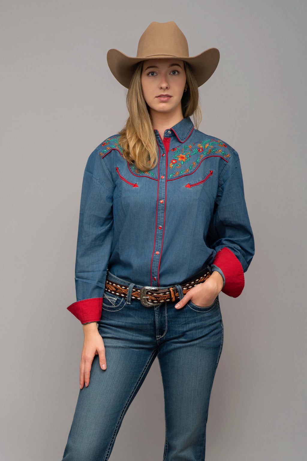 Outback King | Women's Prairie Embroidery Cowgirl Shirt | Frontier Denim