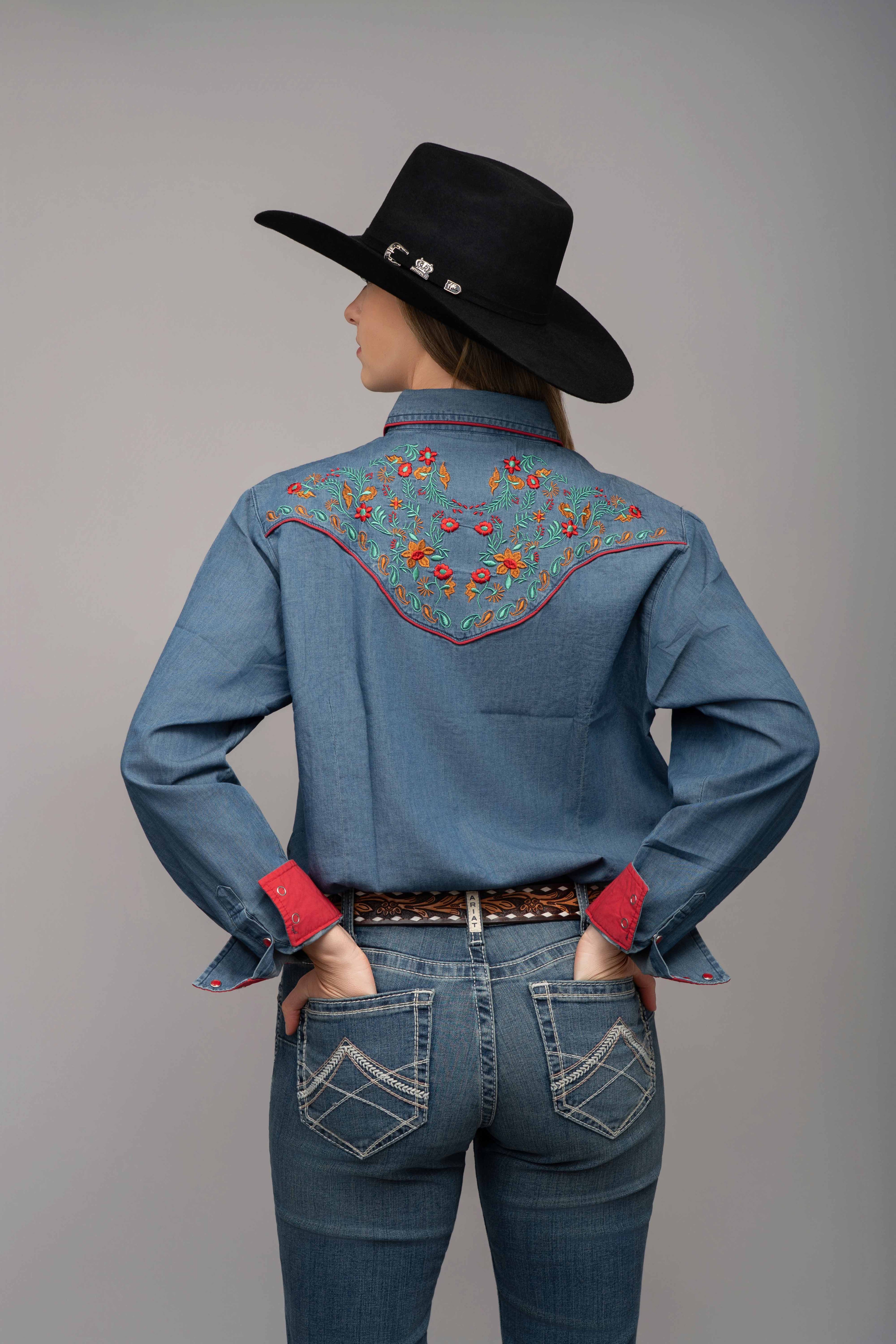 Outback King | Women's Prairie Embroidery Cowgirl Shirt | Frontier Denim