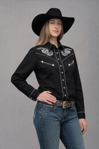 Outback King | Women's Prairie Embroidery Cowgirl Shirt | Midnight Black
