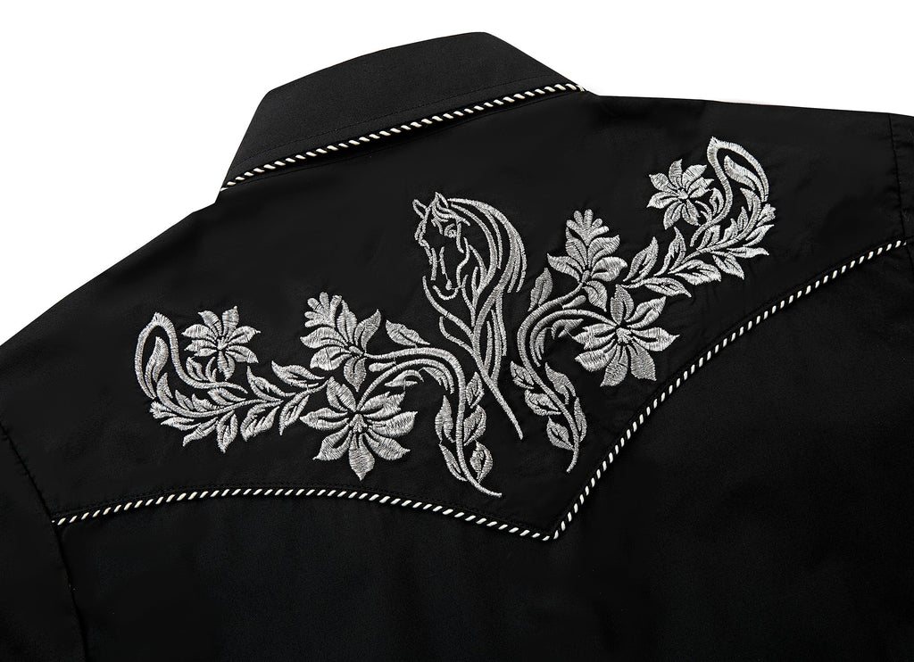 Outback King | Women's Prairie Embroidery Cowgirl Shirt | Midnight Black
