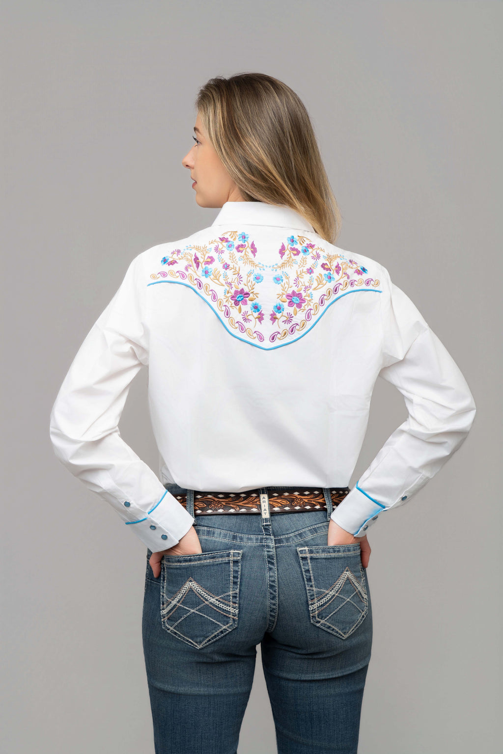 Outback King | Women's Prairie Embroidery Cowgirl Shirt | Wildflower Ivory