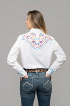 Outback King | Women's Prairie Embroidery Cowgirl Shirt | Wildflower Ivory