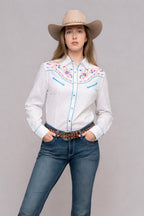 Outback King | Women's Prairie Embroidery Cowgirl Shirt | Wildflower Ivory