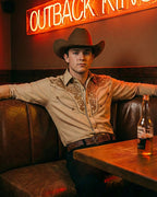 Outback King | Men's Ranger Embroidery Cowboy Shirt | Desert Khaki