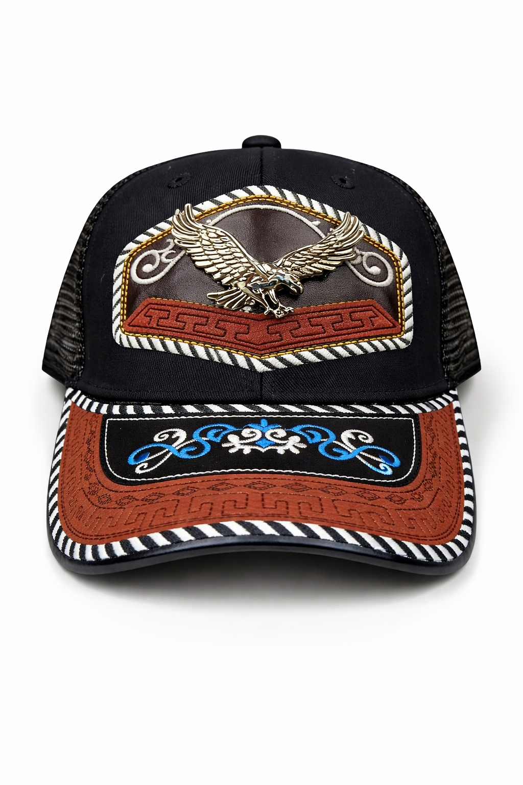 Outback King | Western Eagle Buckle Cap | Black & Indigo Embroidery