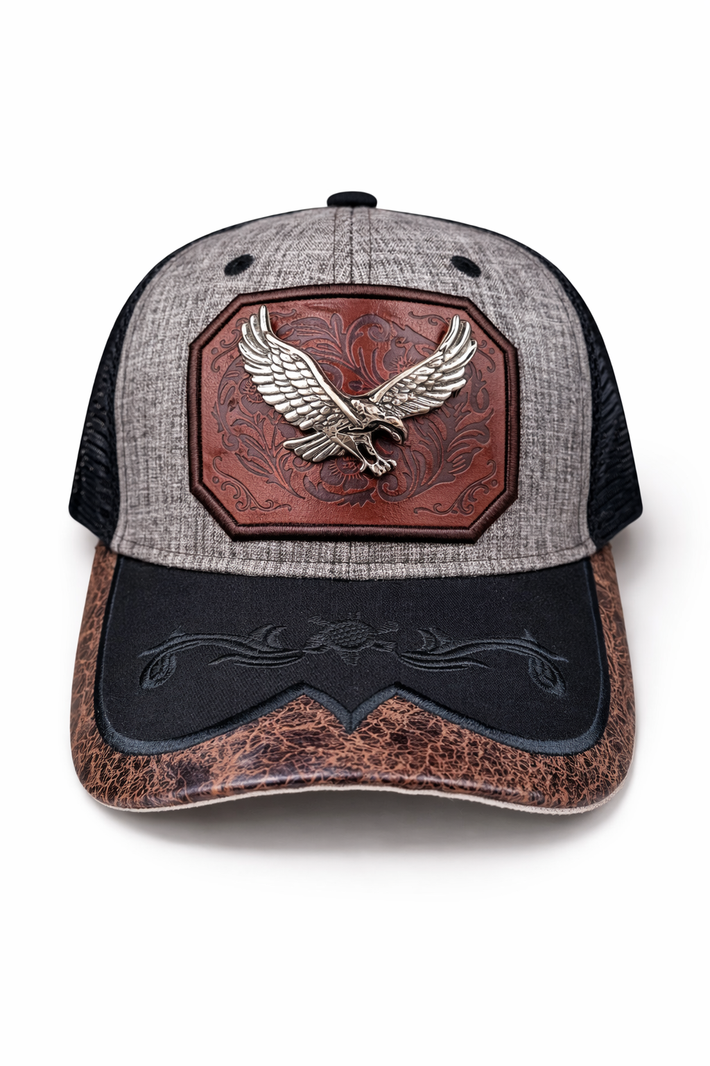 Outback King | Western Eagle Buckle Cap | Iron Grey & Black Embroidery