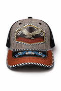 Outback King | Western Eagle Buckle Cap | Iron Grey & Indigo Embroidery