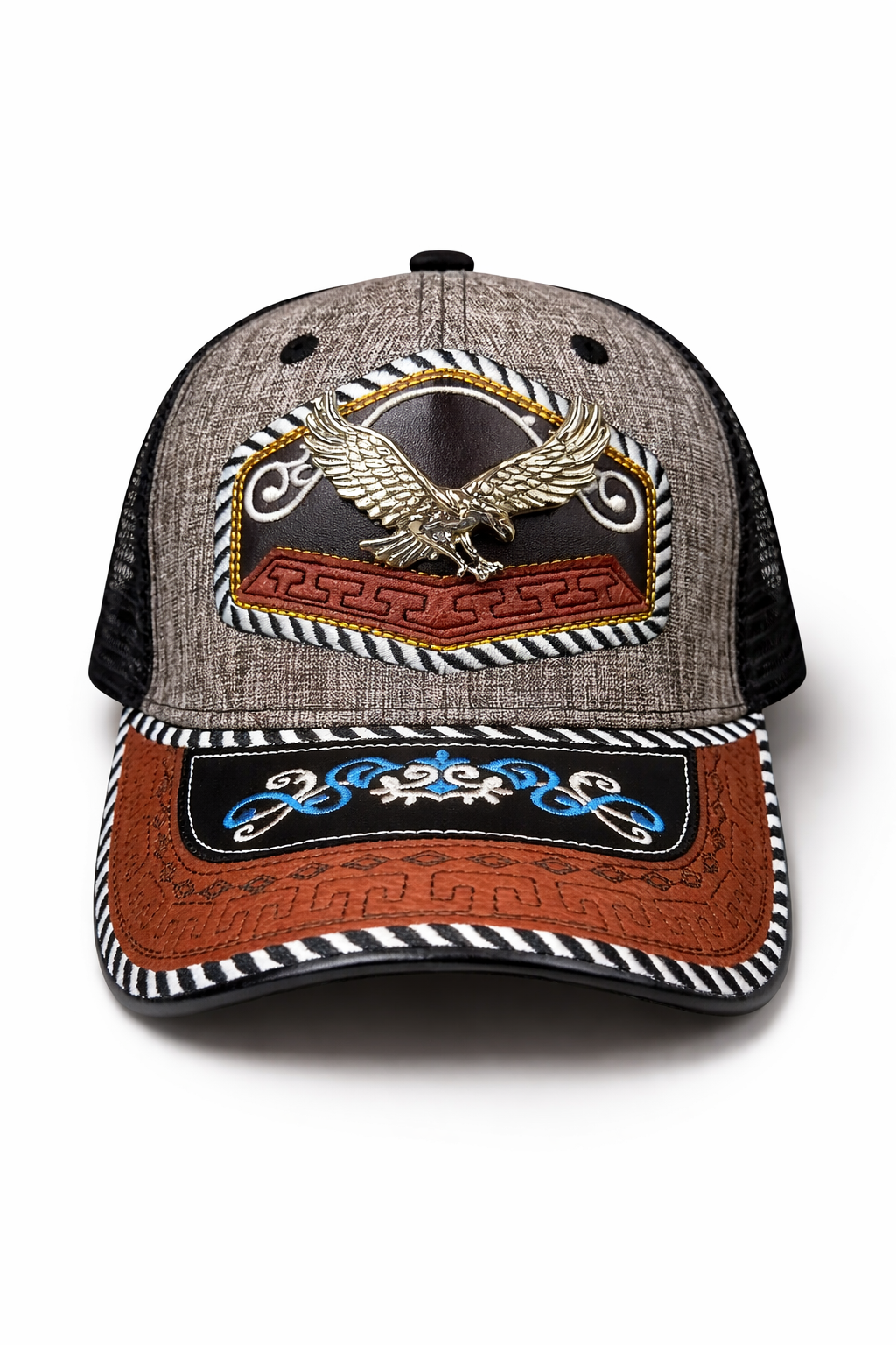 Outback King | Western Eagle Buckle Cap | Iron Grey & Indigo Embroidery