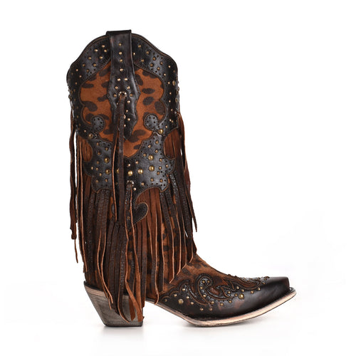 Corral | Overlay & Studs & Fringes | Snip Toe | Honey Goat