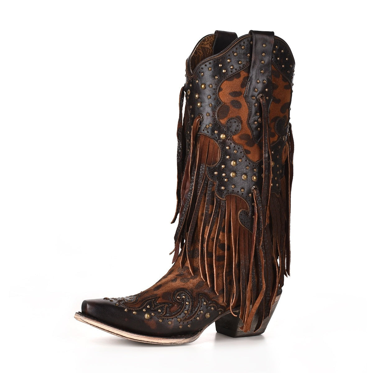 Corral | Overlay & Studs & Fringes | Snip Toe | Honey Goat