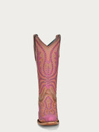 Corral | Overlay & Fluorescent Embroidery & Studs - Neon Black Light | Snip Toe | Pink