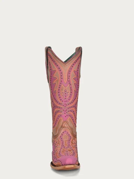 Corral | Overlay & Fluorescent Embroidery & Studs - Neon Black Light | Snip Toe | Pink