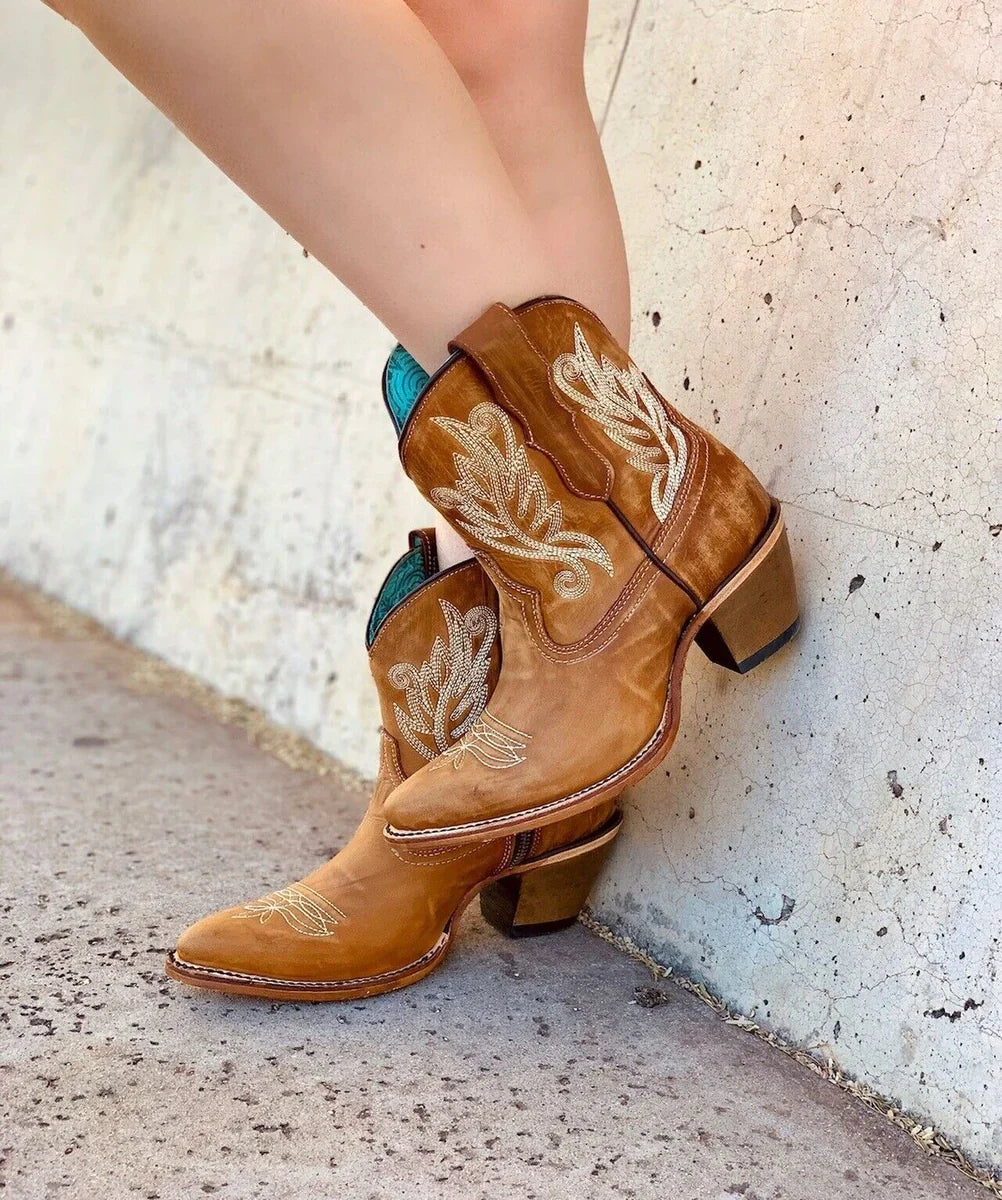 Corral | Embroidery Ankle Boot | J Toe | Golden
